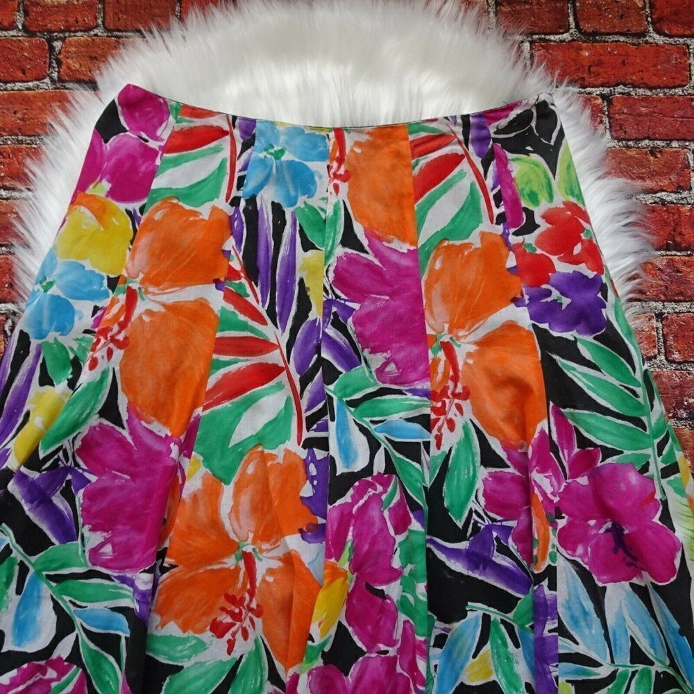 Lauren Ralph Lauren Floral Skirt Multicolor Flower Lined Cotton Colorful Size 2 - Picture 8 of 12